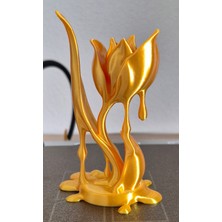 TSC 15CM Eriyen Altın Lale Gold Renk Modern Tasarım Çiçek Dekor Mini Biblo