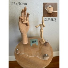 Şeffaf Ahşap Top Ayaklı Organizer, Düzenleyici ve Pleksi Stand