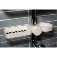 Beyaz Duş Rafı ve Sabun Şampuan Tutucu Kelepçeli Organizer