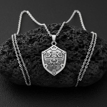 Alooya The Legend Of Zelda Kalkan Gümüş Kaplama Düz Zincir Kolye