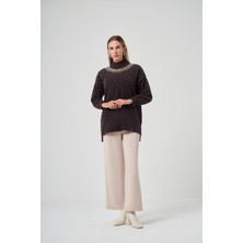 Nuss 7003 Sıfır Yaka Serpme Boncuk Işlemeli Angora Tunik