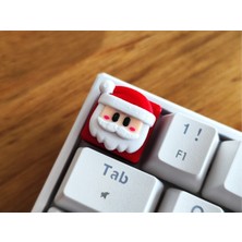 Kırmızı Noel Baba Temalı Mekanik Klavye Keycap, 3D Baskı, Gaming ve Hediye Için Ideal