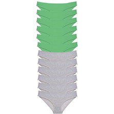 Royaleks 12 Adet Süper Eko Set Likralı Kadın Slip Külot Yeşil Gri
