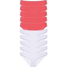 Royaleks 10 Adet Eko Set Likralı Kadın Slip Külot Fuşya Beyaz