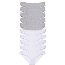 Royaleks 10 Adet Süper Eko Set Likralı Kadın Slip Külot Gri Beyaz