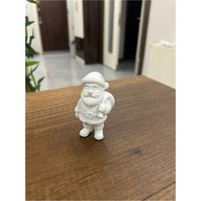 Beyaz Noel Baba Figür, Yılbaşı Konsepti, 3D Boyamalık Süs, Hediyelik, Midi Boy