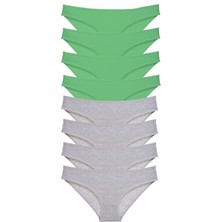 Royaleks 8 Adet Süper Eko Set Likralı Kadın Slip Külot Yeşil Gri