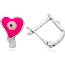 Gumush Hk Gümüş Çocuk Küpe Pembe Kalp |gümüş Takı Hediyelik Ürünler