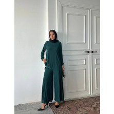 Yureli Tesettür Piliseli Pantolon Tunik Sandy Ikili Takım