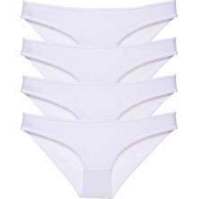 Royaleks 4 Adet Süper Eko Set Likralı Kadın Slip Külot Beyaz