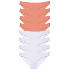 Royaleks 8 Adet Eko Set Likralı Kadın Slip Külot Pudra Beyaz