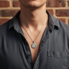 Alooya Asi Ruh Nirvana - Gülen Yüz Gümüş Kaplama Düz Zincir Kolye