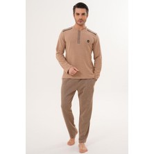 Mecit Pijama Mecit 2998 Kahve Selanik Kumaş Kışlık Erkek Pijama Takımı