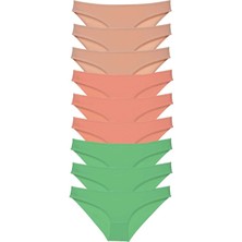 Royaleks 9 Adet Süper Eko Set Likralı Kadın Slip Külot Ten Pudra Yeşil