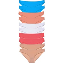 Royaleks 10 Adet Süper Eko Set Likralı Kadın Slip Ten Beyaz Pudra Fuşya Mavi