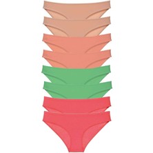 Royaleks 8 Adet Süper Eko Set Likralı Kadın Slip Külot Ten Pudra Yeşil Fuşya