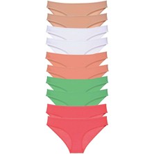 Royaleks 10 Adet Süper Eko Set Likralı Kadın Slip Külot Ten Beyaz Pudra Yeşil Fuşya