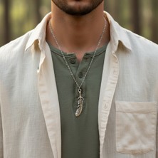 Alooya Kartal Pençesi - Kuş Tüyü Gümüş Kaplama Düz Zincir Kolye