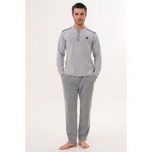 Mecit Pijama Mecit 2998 Gri Selanik Kumaş Kışlık Erkek Pijama Takımı