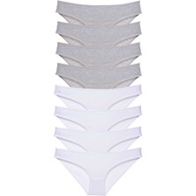 Royaleks 8 Adet Süper Eko Set Likralı Kadın Slip Külot Gri Beyaz