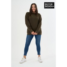 Superlife Kadın Büyük Beden Bisiklet Yaka Ince Sweatshirt SPR24BSWK56