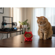 Kedi Figürlü Mama Kabı – Yükseltilmiş Ergonomik Tasarım | Renkli Sevimli Kedi Mama & Su Kabı