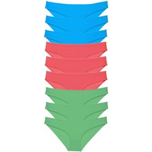 Royaleks 9 Adet Süper Eko Set Likralı Kadın Slip Külot Yeşil Fuşya Mavi