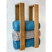 Şık Ahşap Havlu Askısı ve Saklama Rafı, Kahverengi, Modern Tasarım