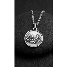 Alooya Stranger Things  Gümüş Kaplama Düz Zincir Kolye