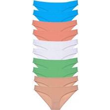 Royaleks 10 Adet Süper Eko Set Likralı Kadın Slip Ten Beyaz Pudra Yeşil Mavi