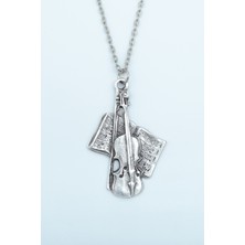 Alooya Keman - Nota Defteri Gümüş Kaplama Düz Zincir Kolye