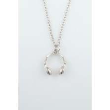 Alooya Kulaklık Gümüş Kaplama Düz Zincir Kolye