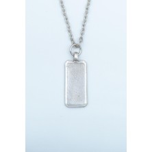 Alooya Geometrik - Dikdörtgen Gümüş Kaplama Düz Zincir Kolye