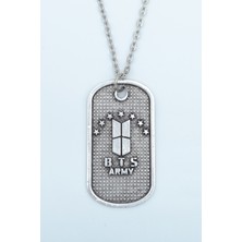 Alooya BTS Army Künye Gümüş Kaplama Düz Zincir Kolye