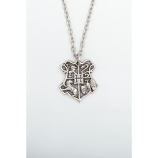 Alooya Harry Potter Hogwarts Sembol Gümüş Kaplama Düz Zincir Kolye