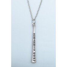 Alooya Beyzbol Sopası Gümüş Kaplama Düz Zincir Kolye