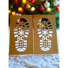 Yılbaşı Noel Baba Ayak Izi Kalıbı ve Kraft Karton Şablon Seti (11X25 Cm)