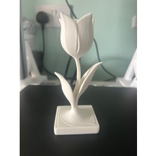 TSC Minimal Ev Ofis Masaüstü Dekoratif Süs Lale 14CM Beyaz Renk