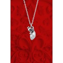 Alooya Kalp Gümüş Kaplama Düz Zincir Kolye