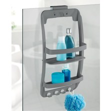 Gri Banyo Duş Rafı, Şık ve Dayanıklı Duş Rafı, Modern Banyo Dekorasyonu