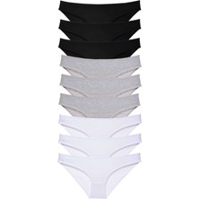 Royaleks 9 Adet Süper Eko Set Likralı Kadın Slip Külot Siyah Gri Beyaz