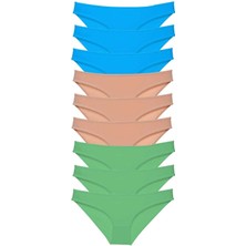 Royaleks 9 Adet Süper Eko Set Likralı Kadın Slip Külot Yeşil Ten Mavi