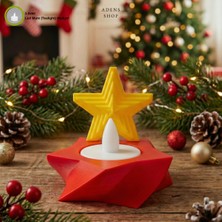 Yıldızlı Noel Tealight Süsü, Sarı Işık, Sıcak ve Şık Dekorasyon Parçası