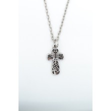 Alooya Haç Desenli Haç Gümüş Kaplama Düz Zincir Kolye