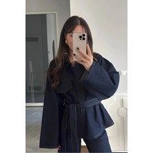 Perryes Kadın Bağlamalı Lacivert  Denim Ceket
