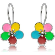 Gumush Hk Gümüş Çocuk Küpe Sallantılı Çiçek |gümüş Takı Hediyelik Ürünler