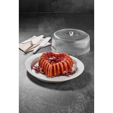 LTG Nova Akrilik Barok Beyaz 4 Parça Kek Fanus & Kek Saklama Kabı & Şık Sunum Organizeri