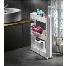 3 Katlı Tekerlekli Çok Amaçlı Raf ve Organizer, Beyaz, Çok Fonksiyonlu Düzenleyici