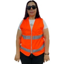 Khi-Zai Fermuarlı Turuncu Ikaz Yeleği Xl Beden 59 cm