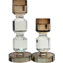 Lara Decor Sofia Kahve Kristal Şamdan Seti